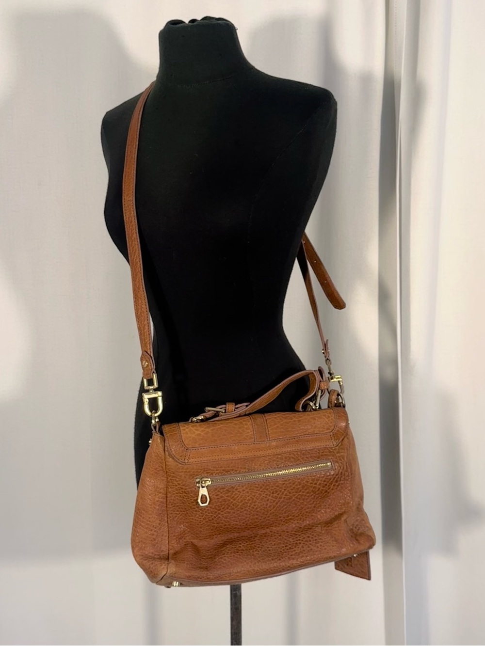 Tory Burch 797 Medium Brown Pebbled Leather Satchel Bag - Picture 6 of 12